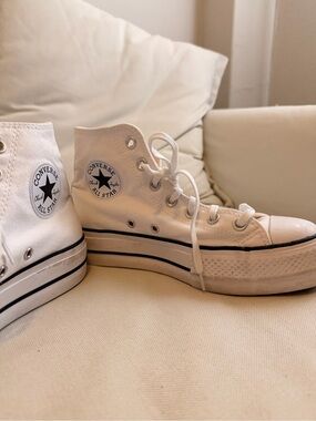 Converse White High Top Platform Sneakers